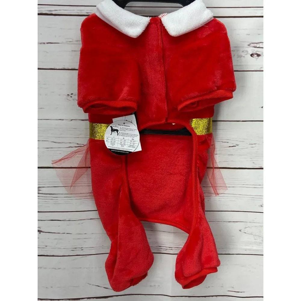 Silverpooch Pet Apparel Christmas Dog Pajamas Pjs Clothes‎ Red Size Medium